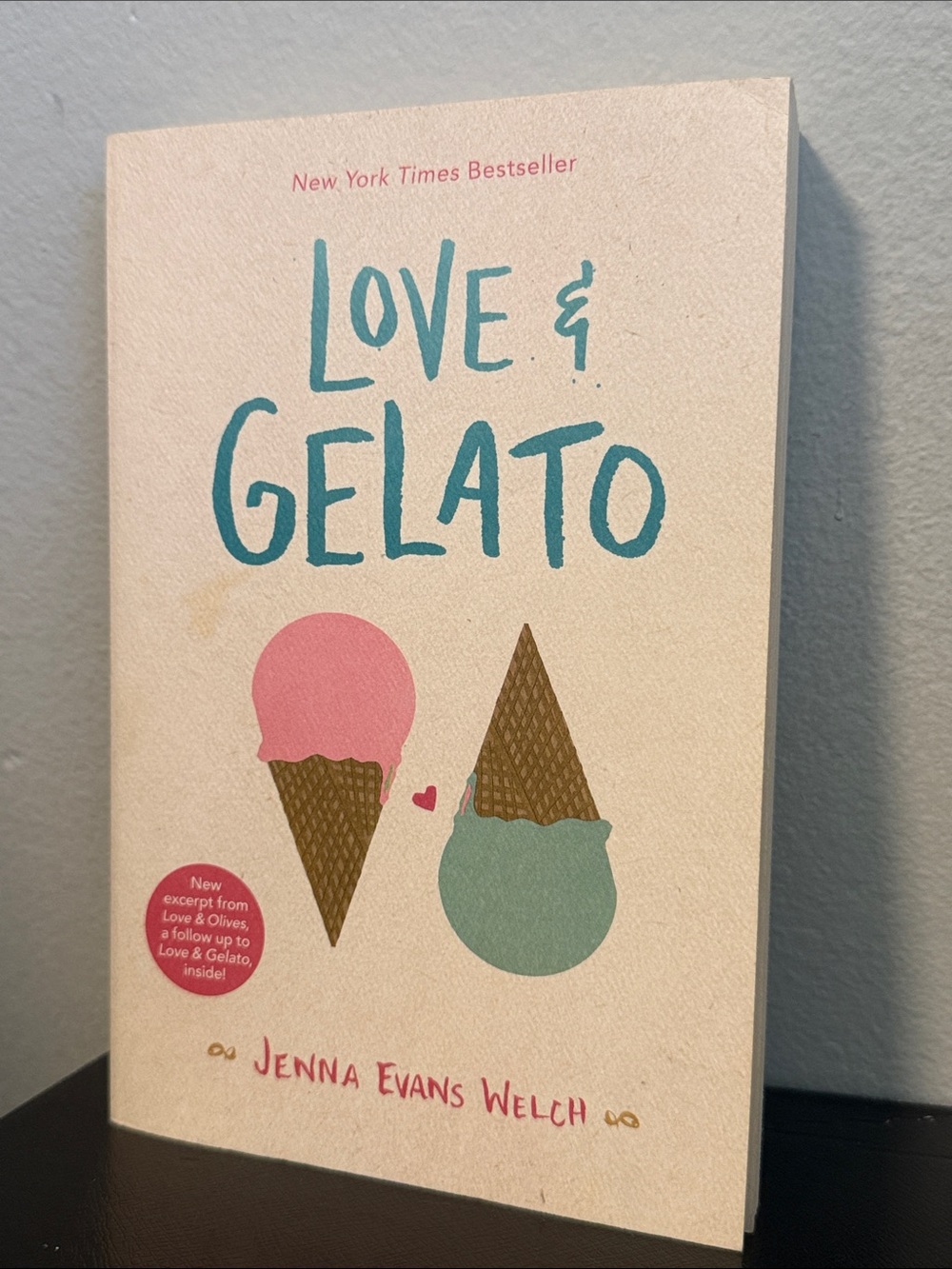 Barnes & Noble Love & Gelato Book Cover in Teal, Pink, Brown